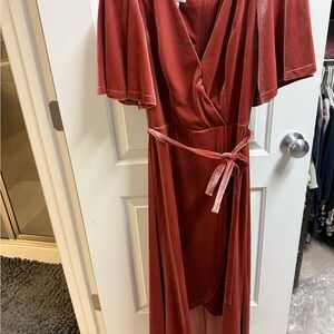 Elegant Asymmetrical Rust Dress